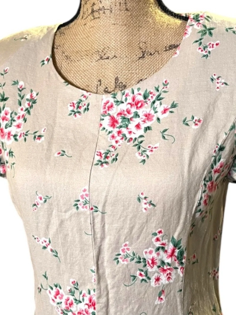 Handmade Vintage‑Inspired Floral Maxi Pleated Waist Shoulder Pads Cotton - Picture 2 of 13
